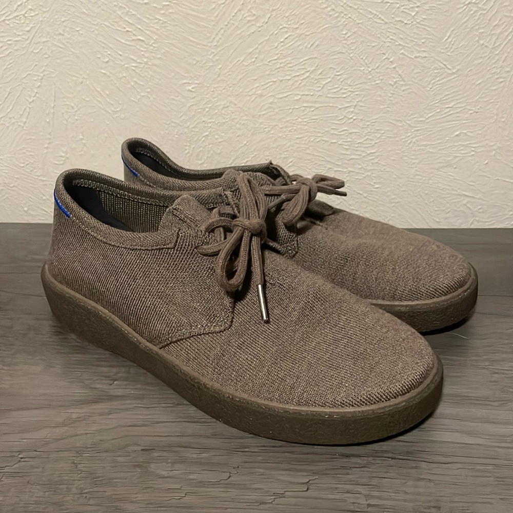 Rothys Monty Mens Sz 8.5 Merino Wool Knit Lace grey loafers